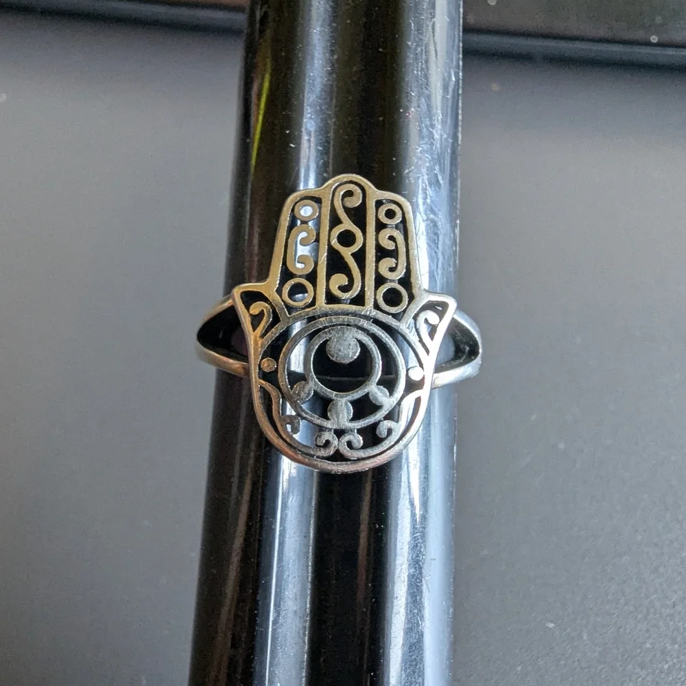 Sterling Silver Hamsa Ring - Picture 1 of 2